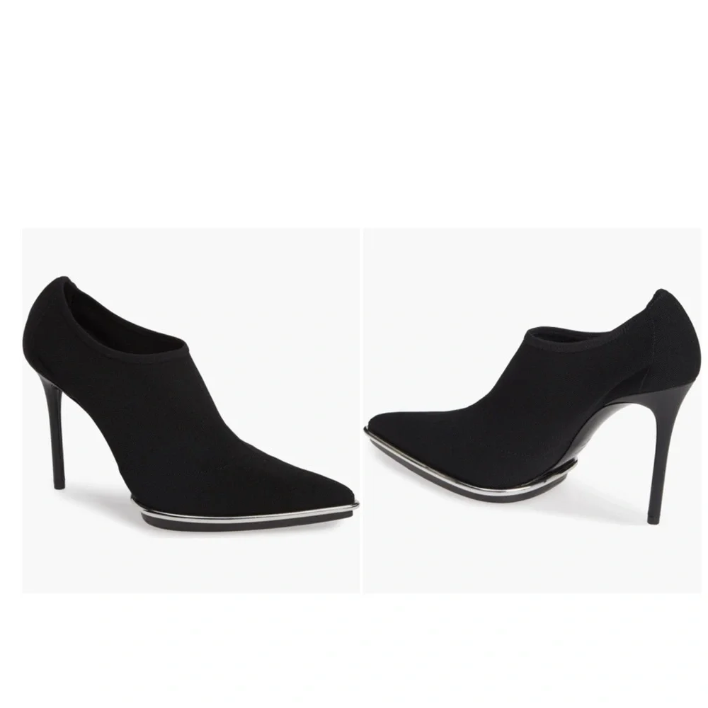 ALEXANDER WANG Cara Stretch Mesh Pointy Toe Sock Fit Pull On Ankle Booties 37.5